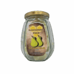 Zoete peer in honing geglaceerd, natuurlijke snack met honing en peerbieten, ideaal voor gezonde tussendoortjes en lekker genieten.