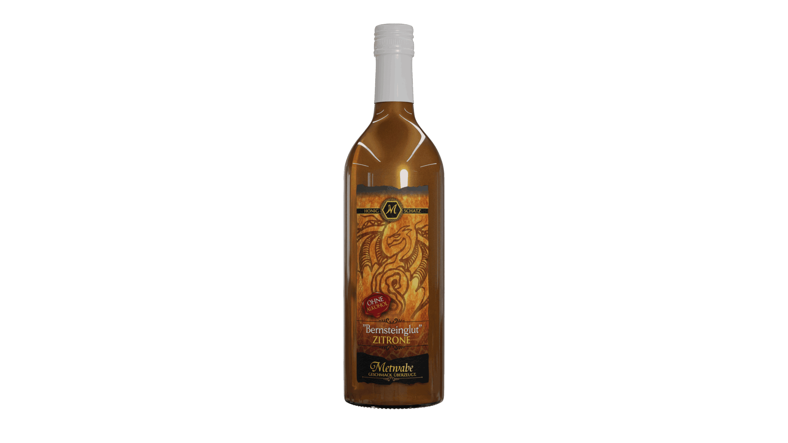 Vullisfles met honing siroop, Zitrone smaak, zonder alcohol, van Metwabe,premium kwaliteit.