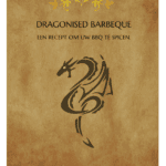 Krachtige afbeelding van een barbecute omhoog gekomen uit een vlam, met een oriëntatie op BBQ recepten en grillkunst, passend bij Taranartos.