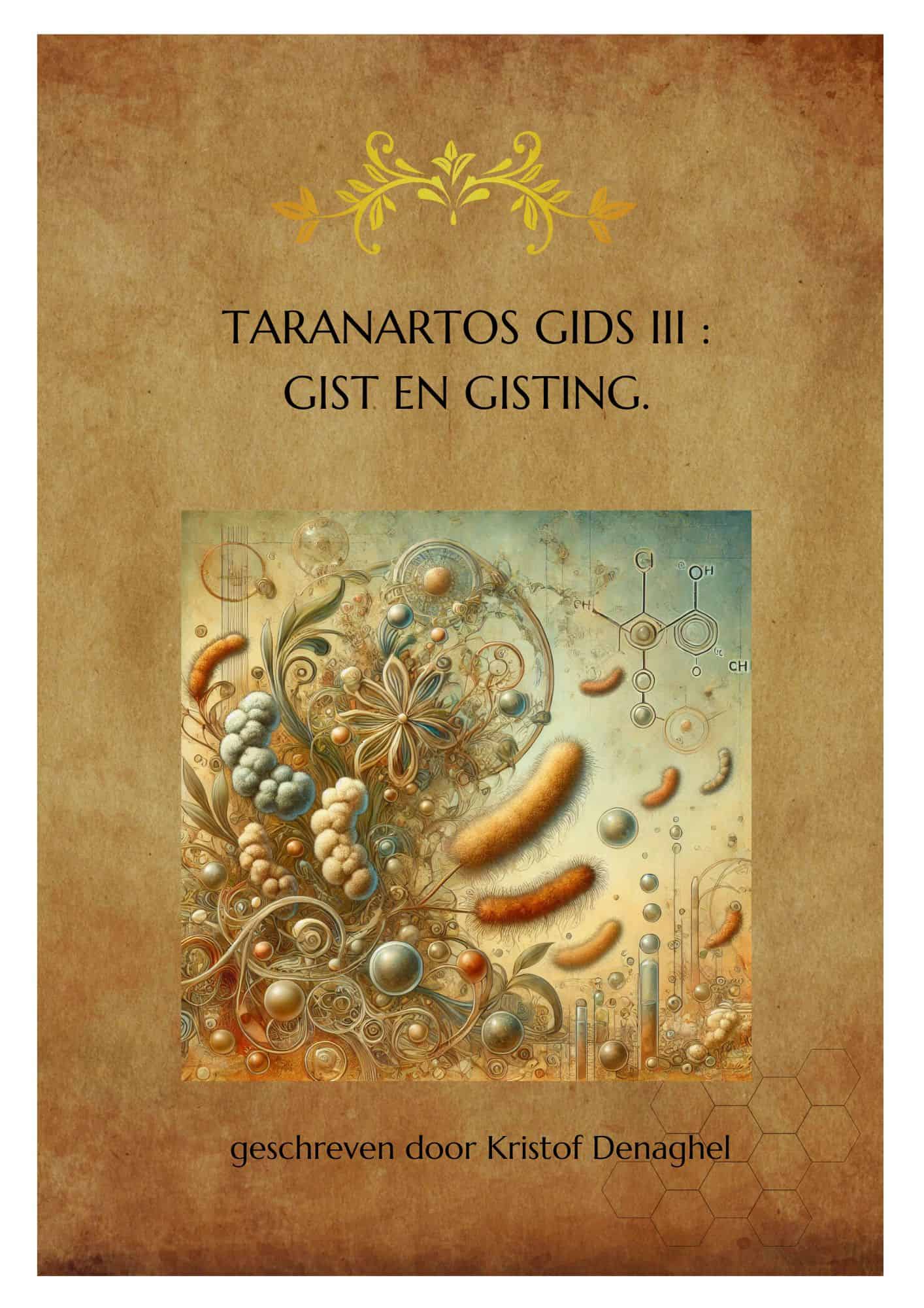 Kunstzinnig boekomslag over GIST en GISTING, met abstracte microbiologische en chemische illustraties voor medische en wetenschappelijke context, gericht op natuurlijke geneeskunde en biologie.