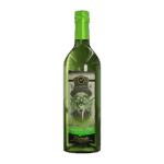 Verre met groene appellikeur, creatieve etikettering met een vintage man en steampunk-elementen, geschikt voor cocktails en amusementsdrankjes.