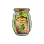 Heerlijke honing-appel snoepjes in glazen pot met gouden deksel, natuurlijk en smakelijk snoepgoed, perfect als zoet tussendoortje of cadeau.