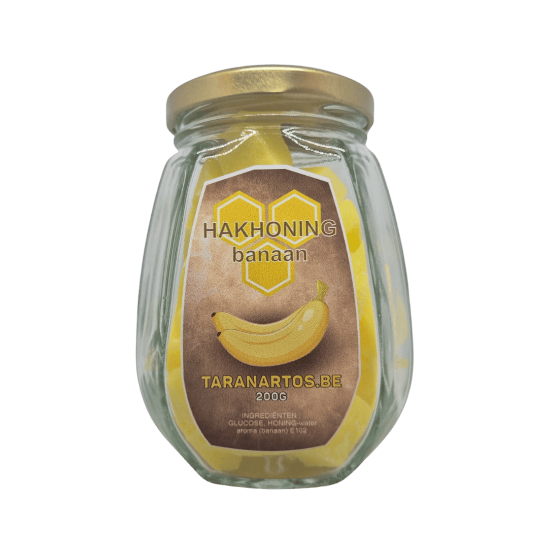 Verse honingbanaan honingconcentraat in een pot, natuurlijk en smaakvol, perfect voor recepten en snacks, online verkrijgbaar bij Taranartos.