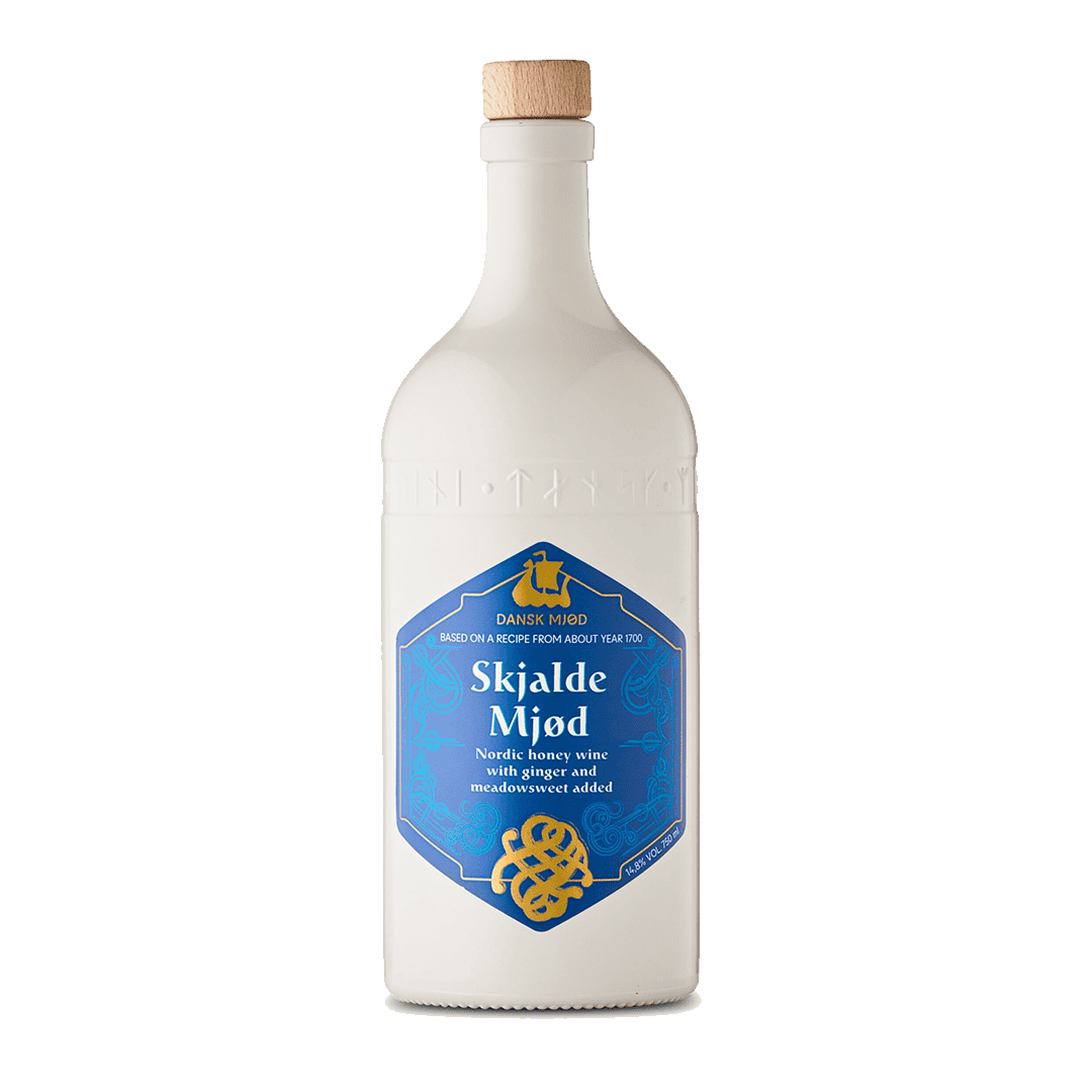 Zoete Scandinavische honingwijn met gember en MeadowSweet, perfect voor desserts en hapjes.