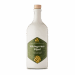 Vikingernes Mjöd fles, Scandinavische honingwijn met hop, traditioneel en natuurzuiver, perfect voor feestelijke gelegenheden en culturele ervaringen.
