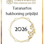Taranartos hakhoning prijslijst2026